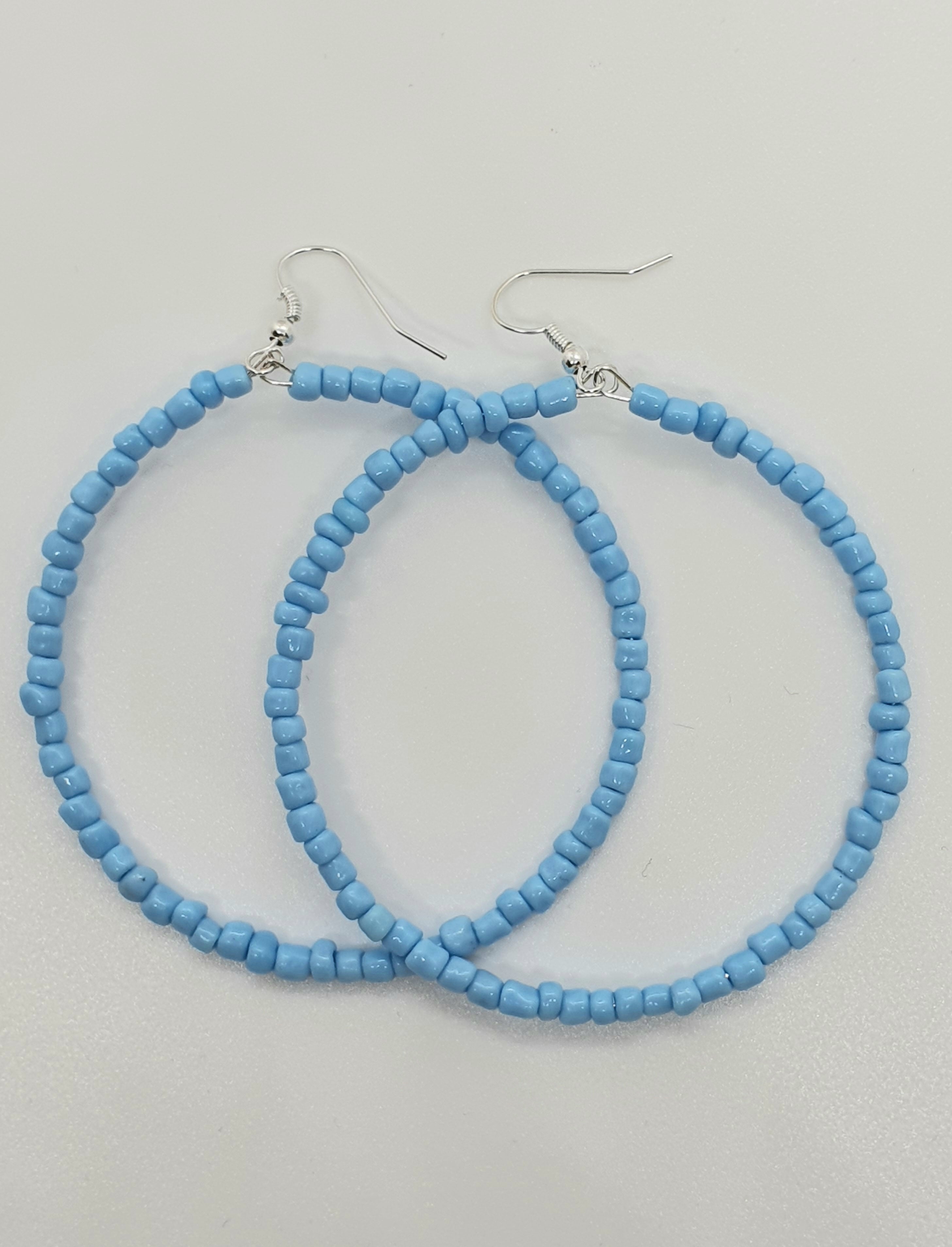 Beaded Silver Hoop Earrings with Amazonite Gemstones | The British Craft  House